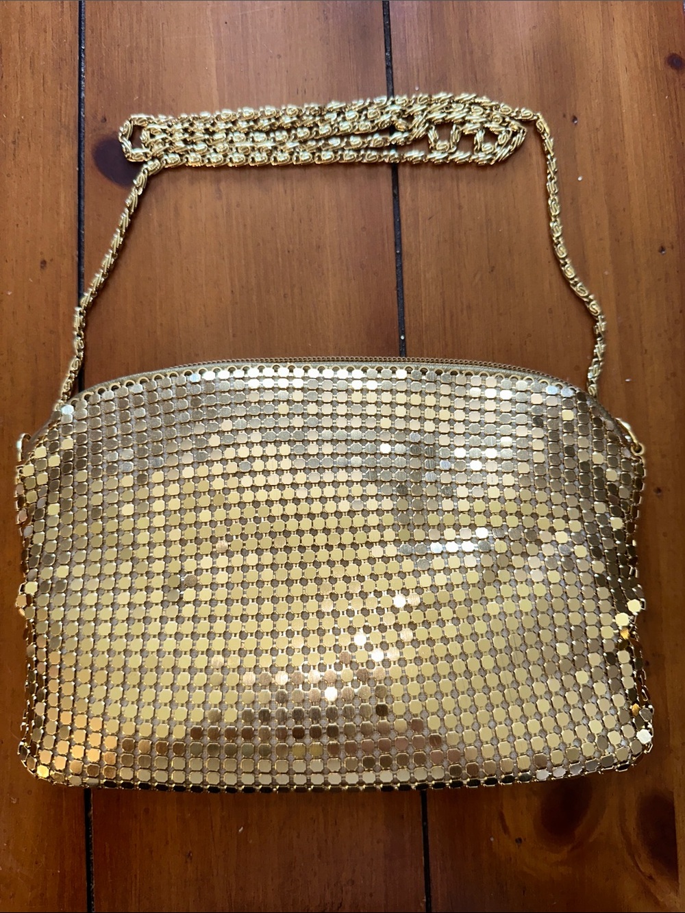 Vintage Gold Sequin Chain Shoulder Bag - Unbranded